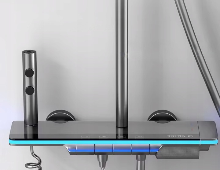 PRYSZNIC KOLUMNOWY Z WYŚWIETLACZEM LCD BATERIĄ TERMOSTATEM DESZCZOWNICA 4w1