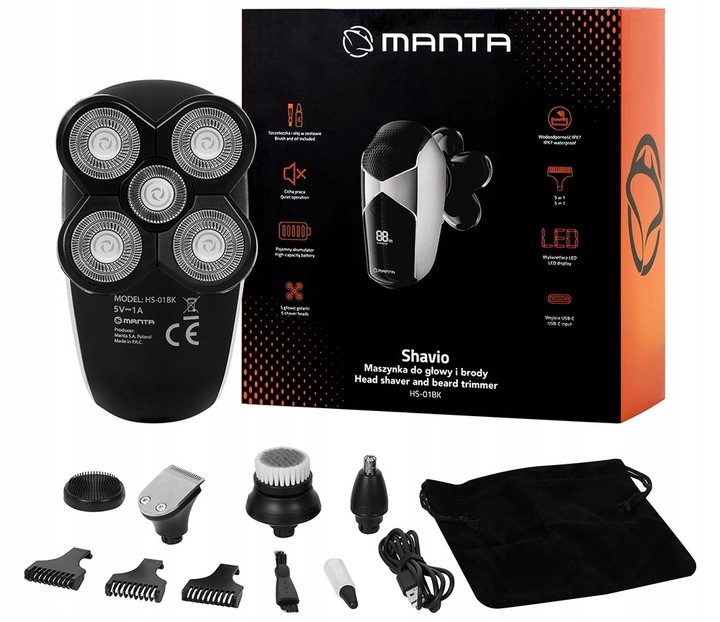 GOLARKA męska MASZYNKA TRYMER do golenia włosów GŁOWY BRODY USZU NOSA