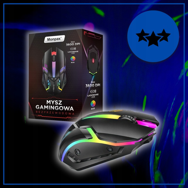 MYSZKA GAMINGOWA MYSZ DLA GRACZY BEZPRZEWODOWA KOMPUTEROWA LED RGB
