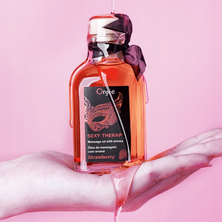 Olejek do masażu erotycznego ciała JADALNY truskawkowy ROZGRZEWAJĄCY 100 ml