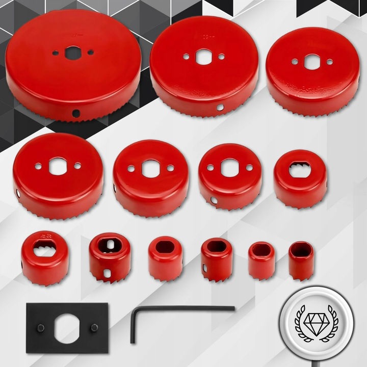 OTWORNIC DO DREWNA ZESTAW FREZÓW 19 - 127 MM 16 ELEMENTÓW HOLDX