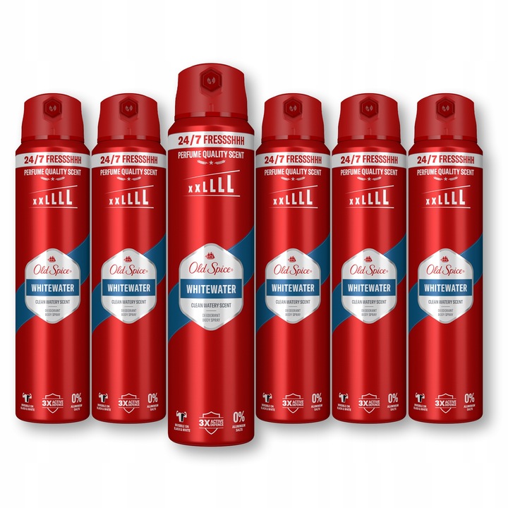 Old Spice Whitewater Dezodorant męski w sprayu, 6 x 250ml
