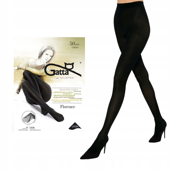 Gatta rajstopy 3D Florence 50 den lycra nero 2-S