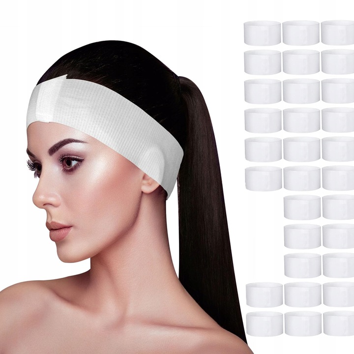 Jednorazowe elastyczne Opaski Kosmetyczne na Głowę włosy z rzepem 100