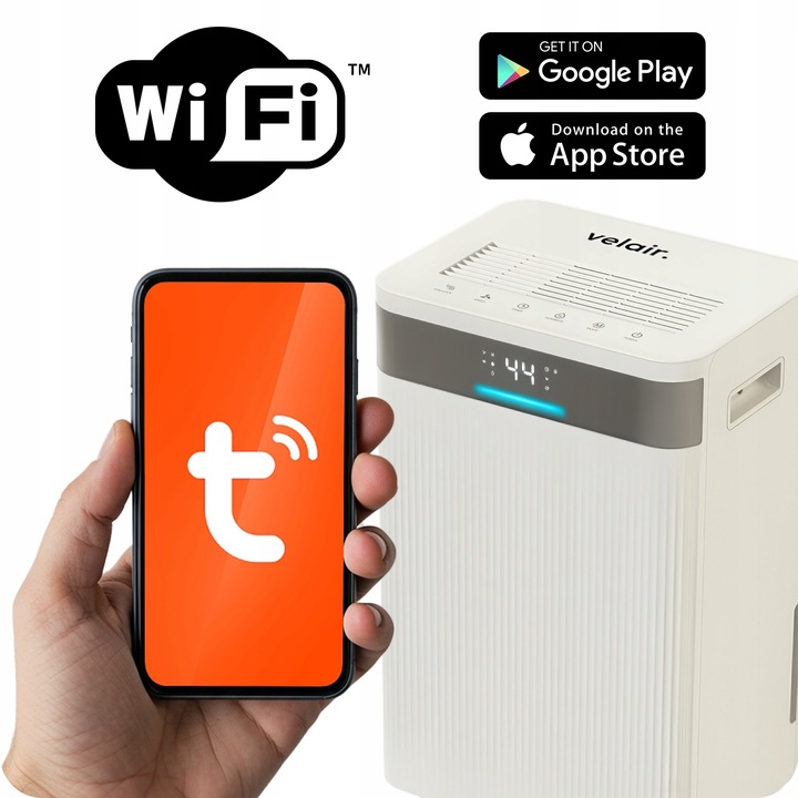 Osuszacz powietrza VELAIR LUMEA X 20l/24h WiFi +TIMER pochłaniacz