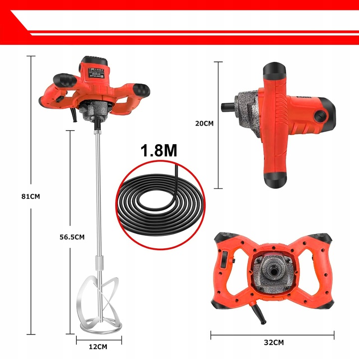 MIESZADŁO DO KLEJU ZAPRAWY BETONU ELEKTRYCZNE 2600W MIESZALNIK MOCNE