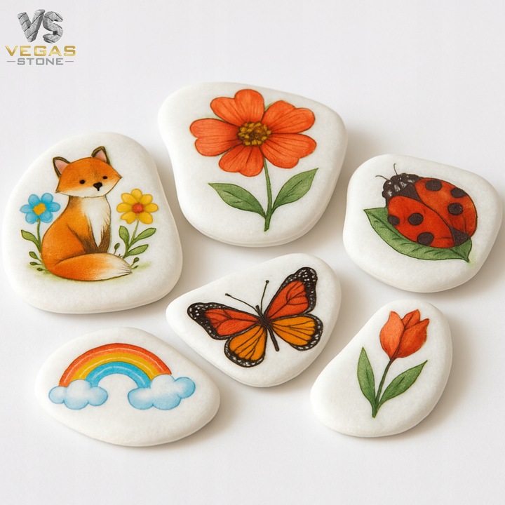 KAMIENIE DO MALOWANIA DLA DZIECI BIAŁE PŁASKIE 4-6CM GŁADKIE ZESTAW