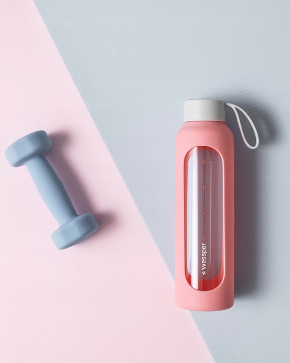 Wessper B1 motwacyjna butelka szklana 500ml z miarką na fitness