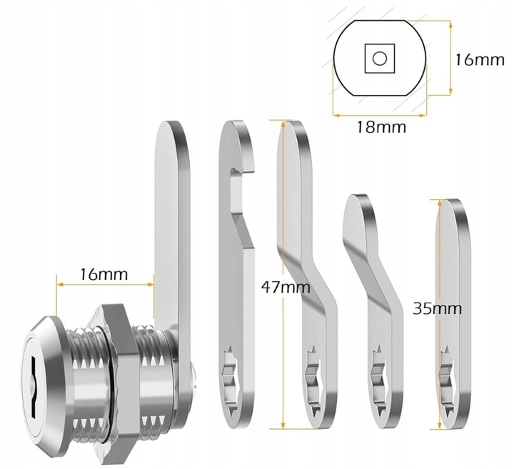 ZAMEK KRZYWKOWY DO SKRZYNKI NA LISTY POCZTOWEJ KASETOWY 16mm 5 PŁYTEK