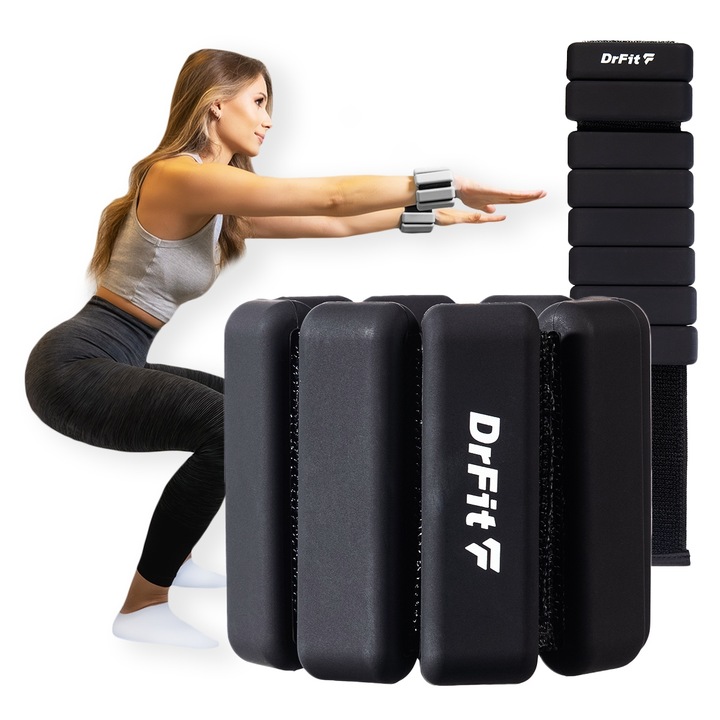 Obciążniki na Kostki Nadgarstki do Ćwiczeń Regulowane 2x 0,45 kg Czarne