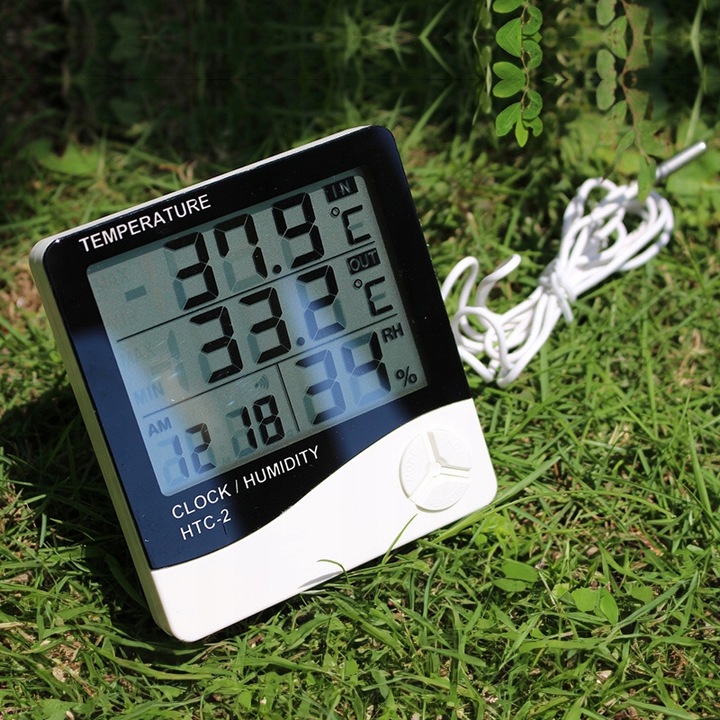 STACJA POGODOWA POGODY TERMOMETR HIGROMETR CZUJNIK SONDA ZEGAR BUDZIK