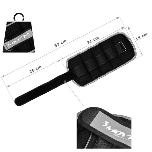 REGULOWANE OBCIĄŻNIKI NEOPRENOWE 2x 2 KG RĘCE NOGI