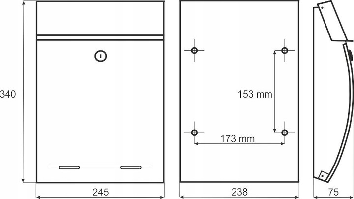 SKRZYNKA POCZTOWA NA LISTY ANTRACYT - KOLORY - NUMER DOMU, ULICA, NAPIS (W)