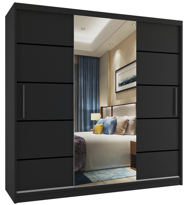 Szafa przesuwna PREMIUM z lustrem SZUFLADY 200 cm