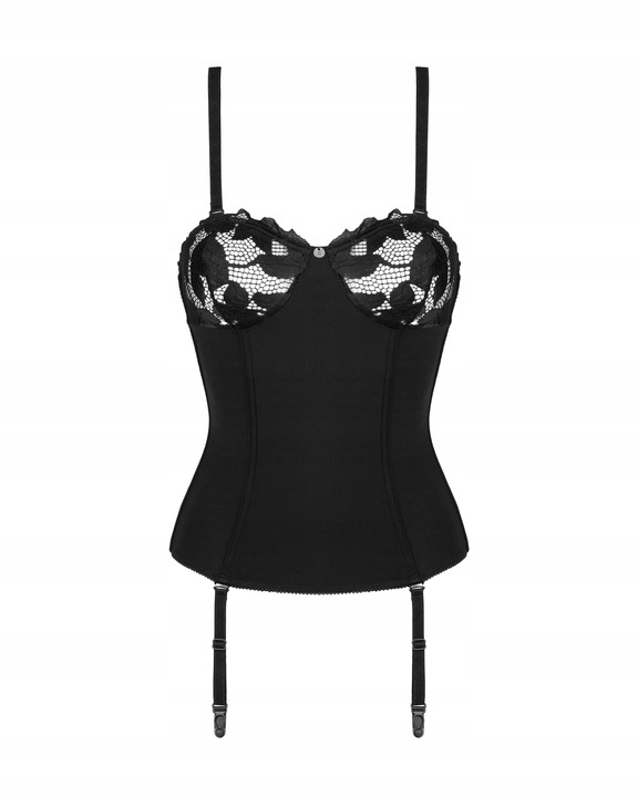Elegancki gorset z koronką i siateczką XS/S czarny