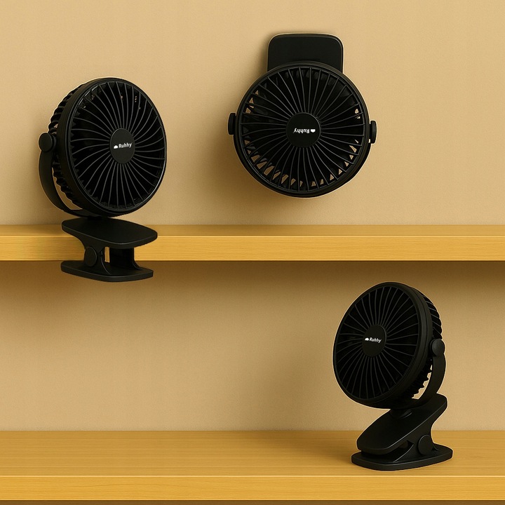 MINI WENTYLATOR NA BIURKO MAŁY WIATRAK WIATRACZEK STOJĄCY CZARNY PRZENOŚNY