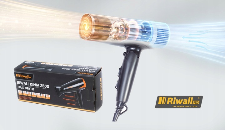 SUSZARKA DO WŁOSÓW TURBO 90km/h +DYFUZOR +KONCETRATOR RIWALL RDS-01