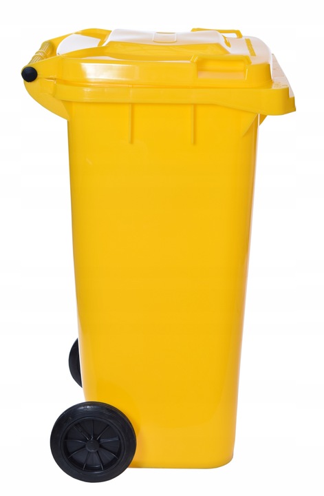 KOSZ NA ŚMIECI ODPADY ŚMIETNIK KUBEŁ POJEMNIK DO SEGREGACJI ŻÓŁTY 120L