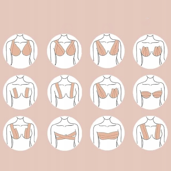TAŚMA UNOSZĄCA BIUST MODELUJĄCA DEKOLT ZESTAW NAKLEJKI WIELOKROTNEGO UŻYTKU