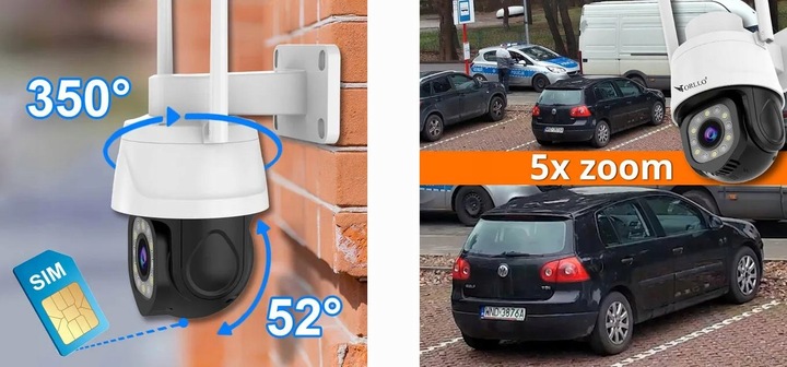 Kamera IP ORLLO Z17 PRO 4K zewnętrzna obrotowa GSM na kartę SIM 8MPx