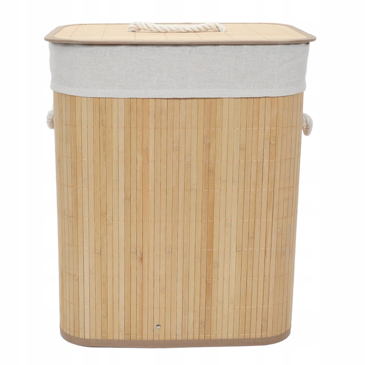 KOSZ NA PRANIE BAMBUSOWY BEŻOWY 60L Z WYJMOWANYM WORKIEM 40 X 30 X 50