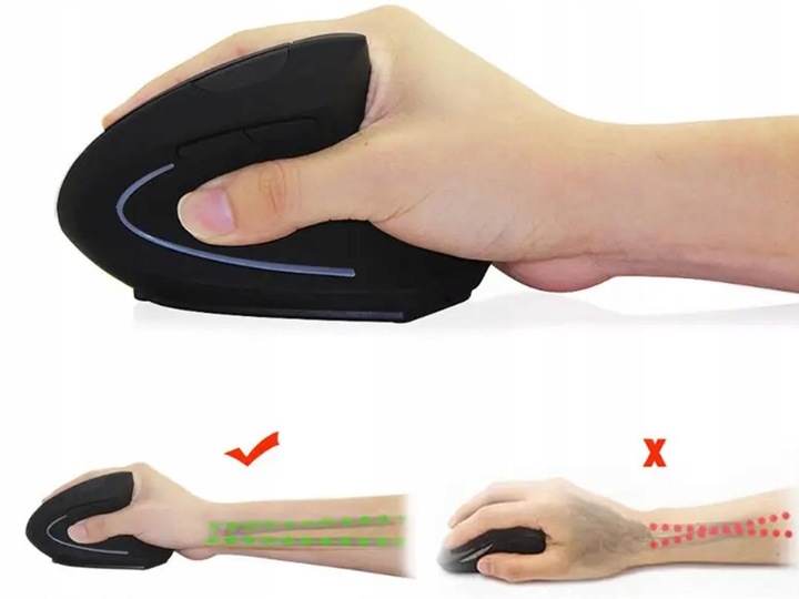 MYSZ BEZPRZEWODOWA PIONOWA WERTYKALNA ERGONOMICZNA MYSZKA 2.4GHZ USB