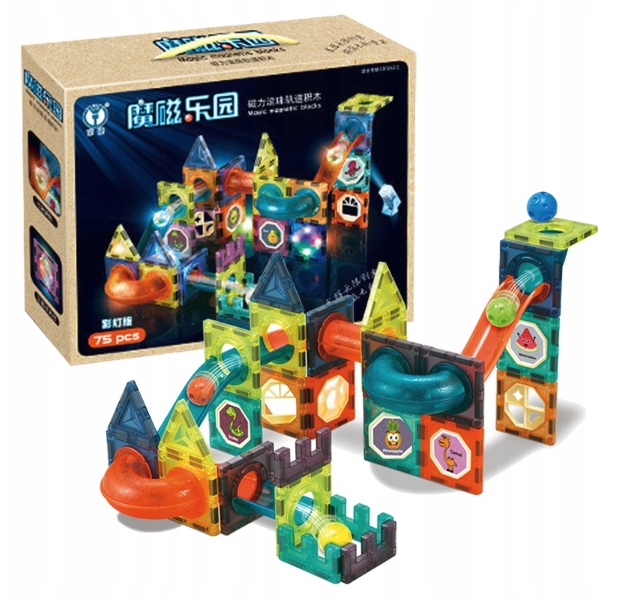 KLOCKI MAGNETYCZNE 3D TOR KULKOWY ŚWIECĄCY ZESTAW