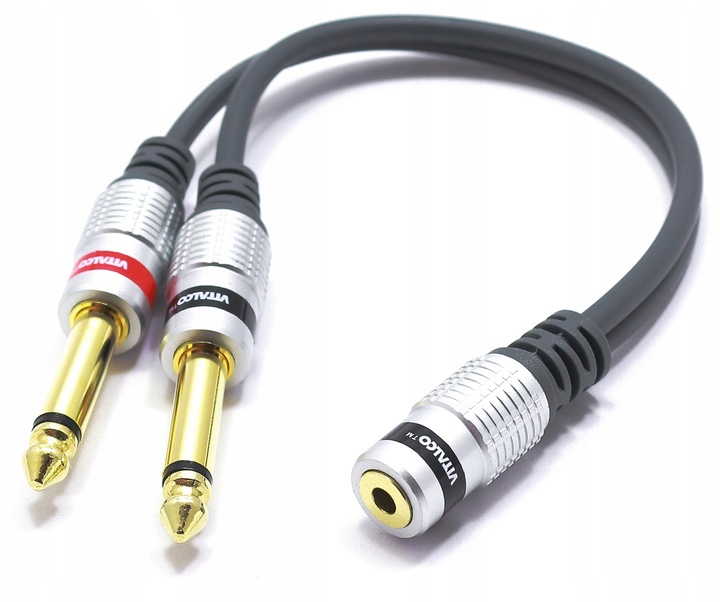 ADAPTER GNIAZDO JACK 3,5 TRS STEREONA 2X 6,3 WTYK JACK TS MONO VITALCO