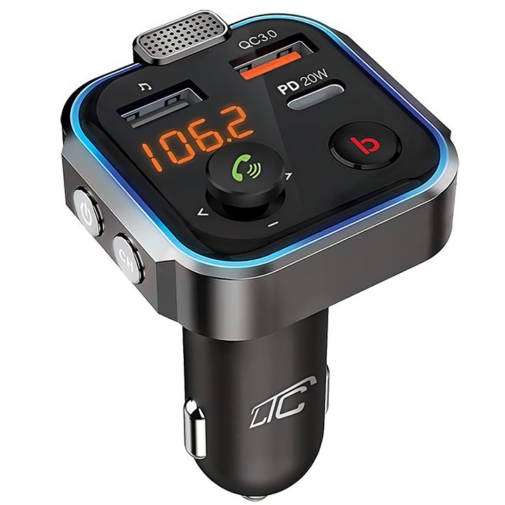 TRANSMITER FM BLUETOOTH ŁADOWARKA MP3 2XUSB LCD SD