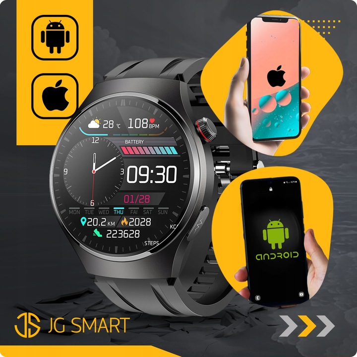 SMARTWATCH DO POMIAR GLUKOZY POLSKIE MENU ROZMOWY ZEGAREK MĘSKI + 3 PASKI
