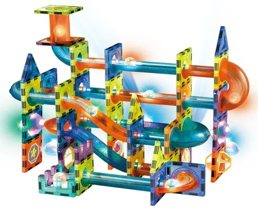 KLOCKI MAGNETYCZNE KONSTRUKCYJNE ŚWIECĄCY TOR 110el 3D MAGNETIC EDUKACYJNE