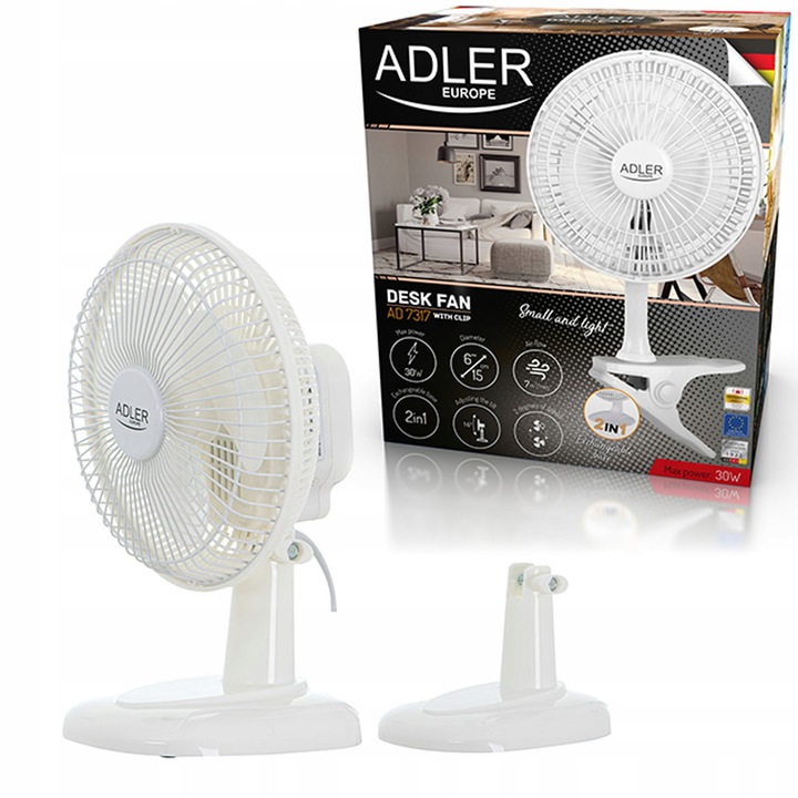 WENTYLATOR WIATRAK BIURKOWY NA KLIPS 2 TRYBY PRACY