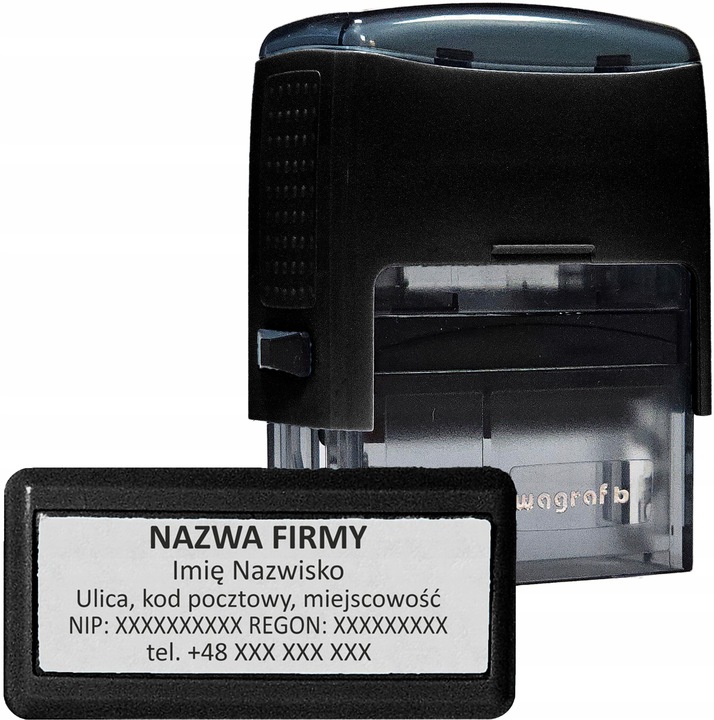 WAGRAF B3 - Pieczątka do 6 wersów - FIRMOWA - 12 kolorów obudowy do wyboru