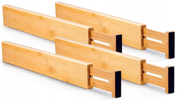 4x BAMBUSOWY ORGANIZER DO SZUFLADY SEPARATOR PRZEGRÓDKA ROZSZERZANY