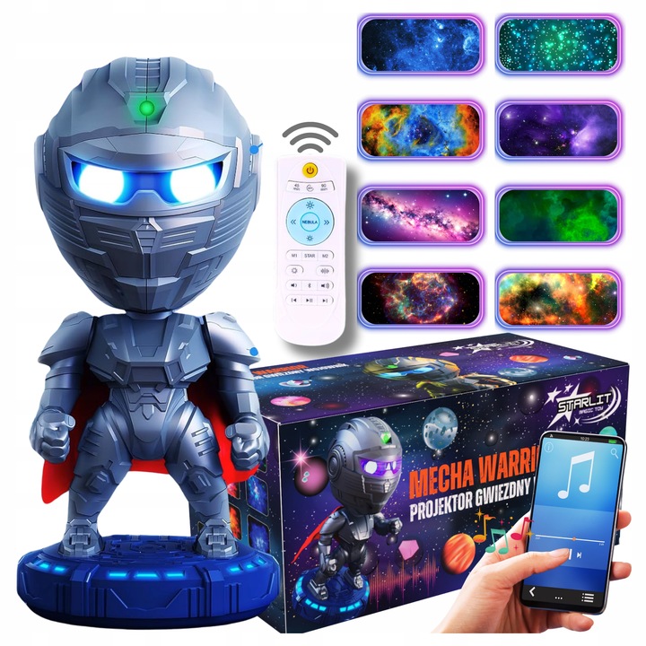 Projektor Gwiazd z Głośnikiem Bluetooth Lampka + 8 Dźwięków Relaksuje 4w1