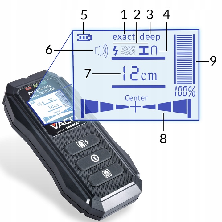WYKRYWACZ PRZEWODÓW Detektor napięcia METALI Drewna PROFILI Rur KABLI