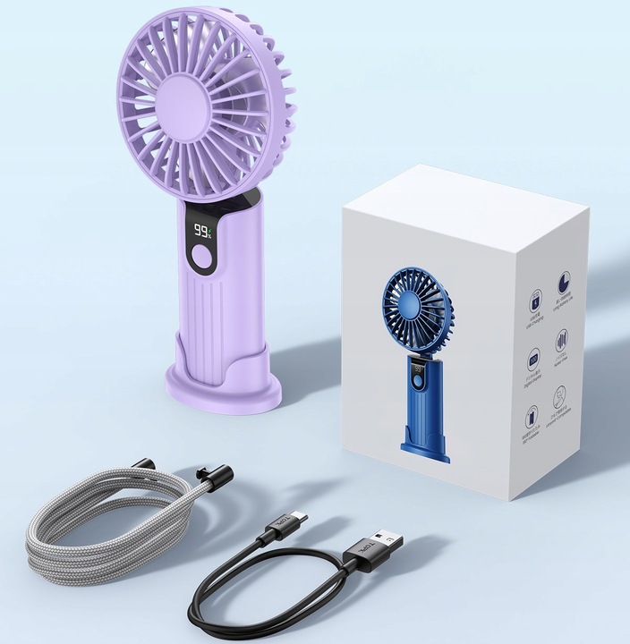 Wiatrak USB Cichy mini wentylator biurkowy ręczny 2400mAh TOPK K38