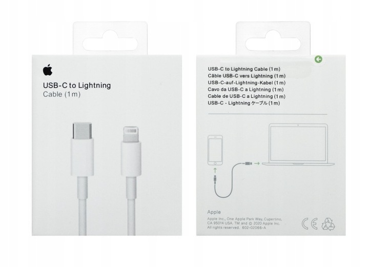 ORYGINALNY Kabel do ładowania Apple 1 m USBC-LIGHTNING iPhone X 11 12 13 14