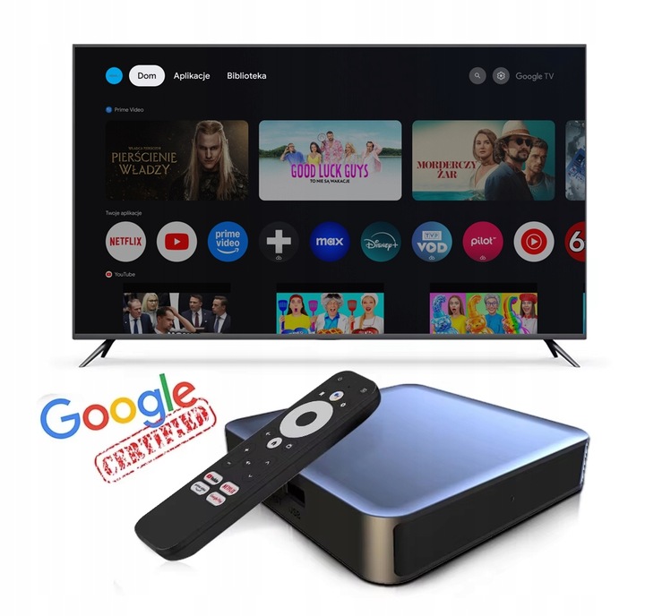 SMART TV BOX PRZYSTAWKA WIFI 2/32GB GOOGLE TV 2024 ANDROID 12 4K ASYSTENT