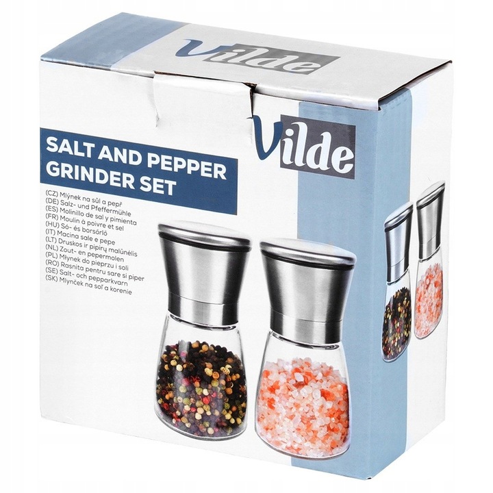 2x Młynki KUCHENNE zestaw komplet młynków do mielenia pieprzu soli przypraw