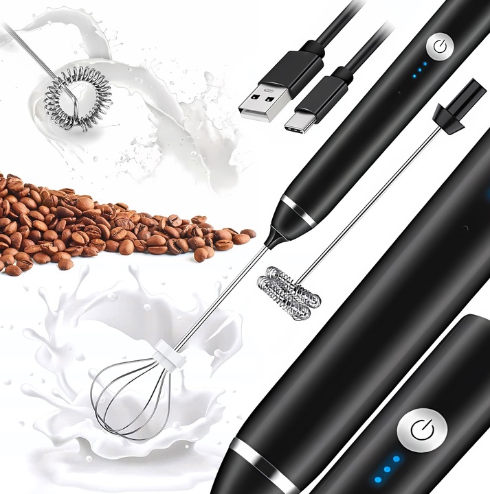 RĘCZNY SPIENIACZ UBIJACZ DO MLEKA KAWY MINI MIKSER 2w1 STAL NIERDZEWNA