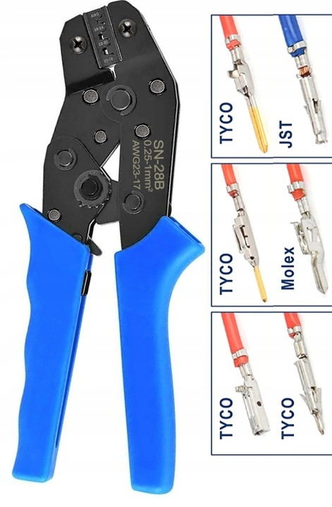 ZACISKARKA PRASKA DO KONEKTORÓW SAMOCHODOWYCH TYCO JST SN-28B 0,25-1 MM2