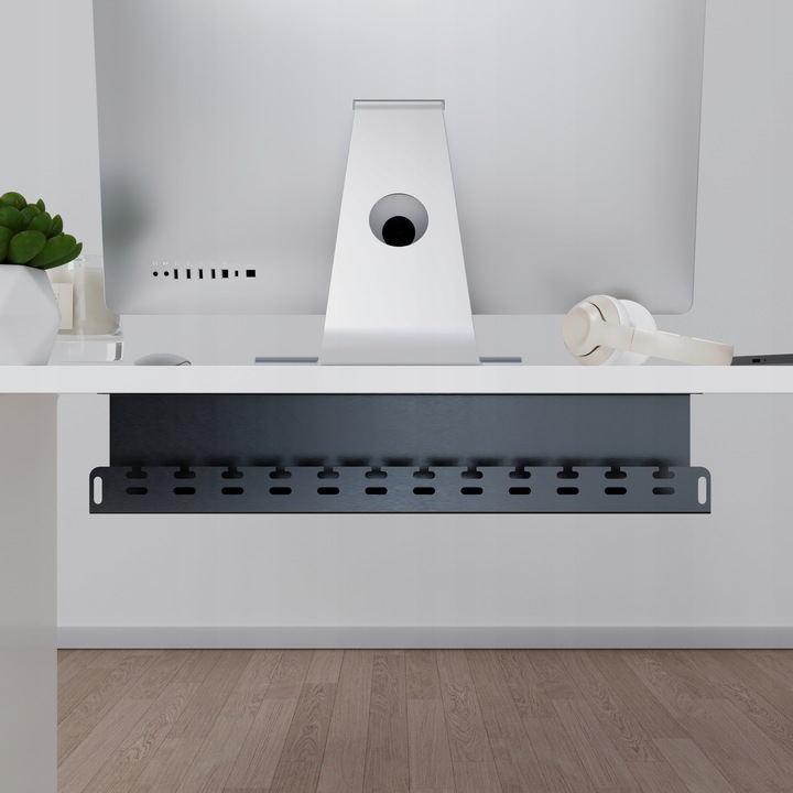 Organizer Uchwyt Maskownica do Kabli pod Biurko 59 cm Metal Czarny Stalflex