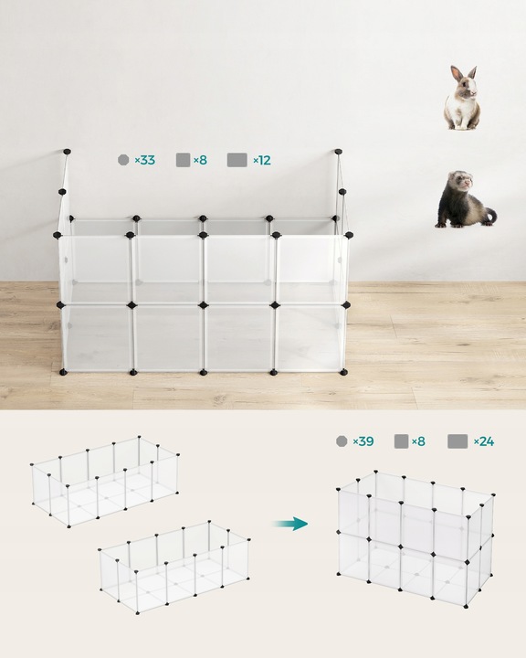 Modułowa Zagroda Kojec Wybieg dla Małych Zwierząt Gryzoni Chomika Świnki