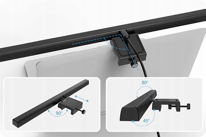 REGULOWANA LAMPKA LED NA MONITOR EKRAN KOMPUTERA KLIPS USB 3 BARWY DOTYKOWA