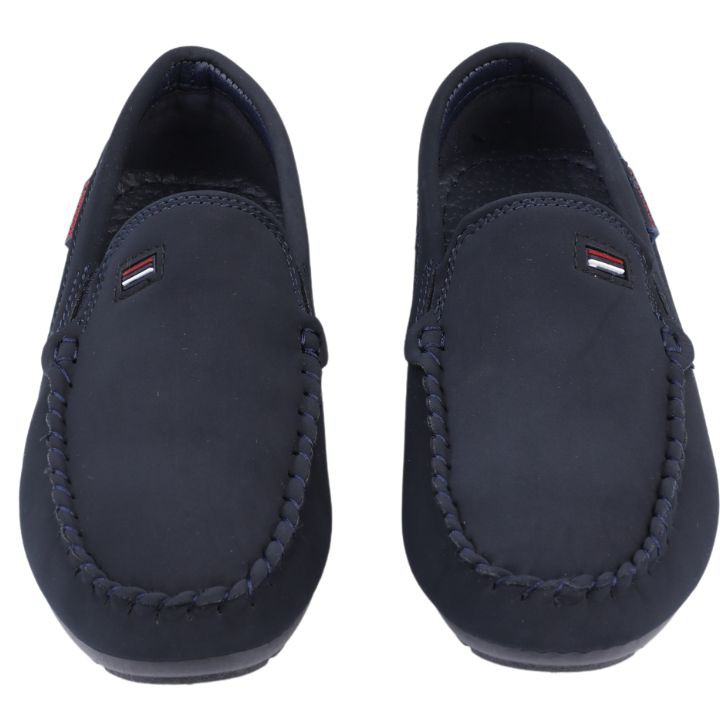 GRANATOWE MOKASYNY CHŁOPIĘCE PÓŁBUTY ZAMSZOWE WSUWANE BUTY NA KOMUNIĘ