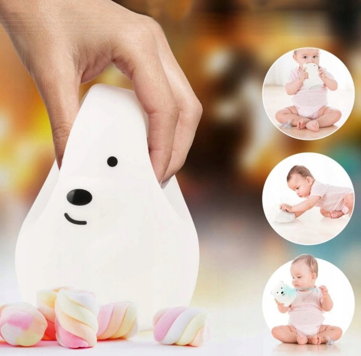 LAMPKA NOCNA MIŚ DLA DZIECI KOLOROWA SILIKON RGB M