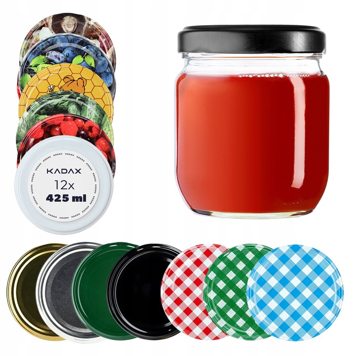SŁOIK 425 ml SŁOIKI 400 ml NA PRZETWORY MIÓD SZKLANY ZAKRĘTKI 12 SZT FI 82