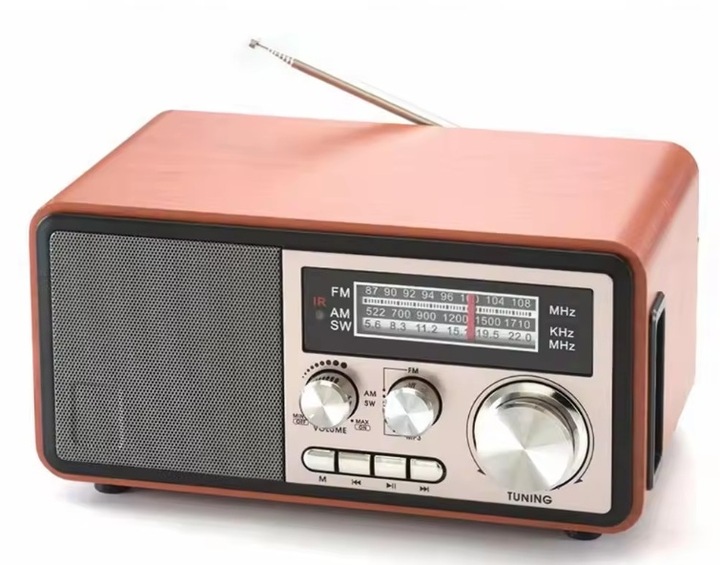 Radio Retro sieciowo-bateryjne FM PRZENOŚNE pilot Bluetooth 1200mAh