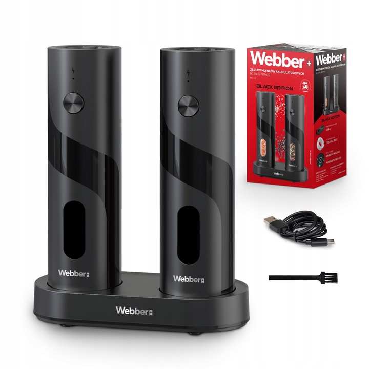 MŁYNEK DO PIEPRZU I SOLI ELEKTRYCZNY AKUMULATOROWY USB MŁYNEK DO SOLI 2 SZT